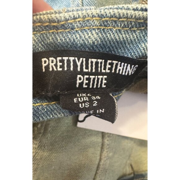 2/$30 NWT PrettyLittleThing Petite 2 Denim Corset Top Blue Zippered Back - Picture 4 of 9